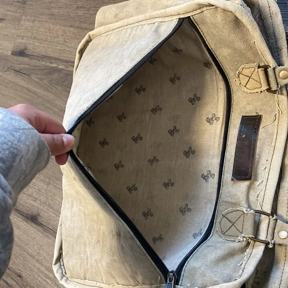Vintage Addiction Large Canvas Lap Top Crossbody Tote Bag